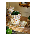 Кашпо с растительным и животным орнаментом на бронзовых ножках Turquoise Blooming Garden варинант исполнения - 8 | Loft Concept в Краснодаре