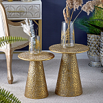 Журнальный столик с конусообразной основой и текстурной поверхностью золотого цвет Ethnic Metal варинант исполнения - 5 | Loft Concept в Краснодаре