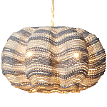 Круглая люстра волнистой формы декорированная бусами Blue White Stripes Wavy Chandelier варинант исполнения - 1 | Loft Concept в Краснодаре