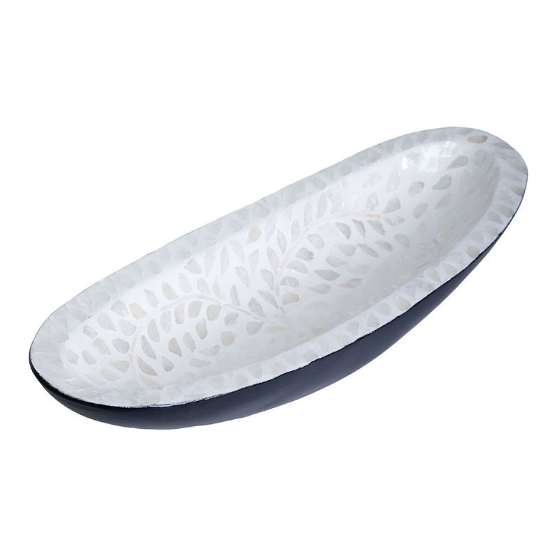 Блюдо декоративное Esmee White Big Белый Синий Блюдо декоративное Esmee White Big Белый Синий в Краснодаре | Loft Concept
