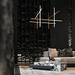 Люстра с 8-ю пересекающимися цилиндрическими плафонами на тонких тросах Trumpet tube варинант исполнения - 8 | Loft Concept в Краснодаре