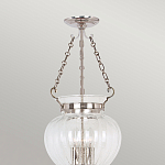 Подвесной светильник цвета никель с прозрачным ребристым стеклянным плафоном в классическом стиле Elstead Lighting варинант исполнения - 3 | Loft Concept в Краснодаре