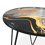 Стол журнальный с круглой столешницей из стекла Gold and Black Marble варинант исполнения - 3 | Loft Concept в Краснодаре
