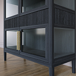 Витрина Primo со стеклянными фасадами и 2 ящиками Черный дуб варинант исполнения - 4 | Loft Concept в Краснодаре