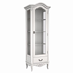 Витрина белая однодверная из массива бука с 4-мя полками и ящиком White Provence варинант исполнения - 1 | Loft Concept в Краснодаре