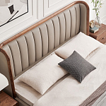 Кровать двуспальная с мягким изголовьем Moon Walnut Bed варинант исполнения - 5 | Loft Concept в Краснодаре