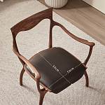 Стул деревянный с мягким сиденьем из коричневой натуральной кожи Moon Walnut Furniture варинант исполнения - 10 | Loft Concept в Краснодаре