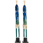 Комплект из 2-х деревянных статуэток Asmat Statuettes Blue Green варинант исполнения - 1 | Loft Concept в Краснодаре
