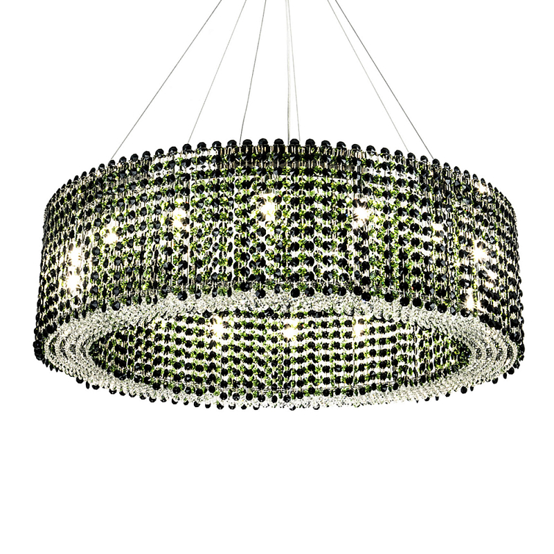 Круглая люстра с хрустальными подвесками Crystal Art Chrome Green Chandelier 12 Хром Зеленый Черный в Краснодаре | Loft Concept 
