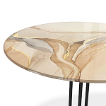 Стол журнальный круглый с бежевой столешницей из стекла Beige Marble варинант исполнения - 3 | Loft Concept в Краснодаре