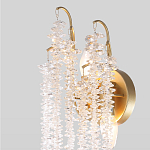 Бра с хрустальными прозрачными подвесками и круглым основанием золотого цвета FAIRYTREE Light варинант исполнения - 3 | Loft Concept в Краснодаре