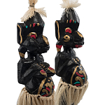 Комплект из 2-х деревянных статуэток Asmat Straw Headdress Statuettes Multicolor варинант исполнения - 5 | Loft Concept в Краснодаре