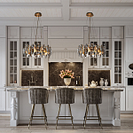 Люстра подвесная круглая с овальными подвесками из стекла дымчатого цвета Harlow Crystal Round варинант исполнения - 6 | Loft Concept в Краснодаре