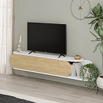 ТВ-тумба подвесная белая с полкой и откидной дверцей цвета древесины TONE TV STAND WHITE варинант исполнения - 2 | Loft Concept в Краснодаре