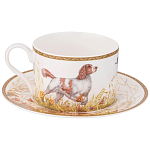 Чайная пара из фарфора с изображением собаки и зайцев 300 мл Hunting Porcelain Collection 2 варинант исполнения - 1 | Loft Concept в Краснодаре