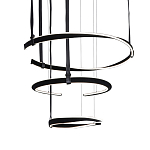 Люстра подвесная с 3-мя кольцами из кожаных ремней черного цвета Half Ring Horizontal  варинант исполнения - 1 | Loft Concept в Краснодаре