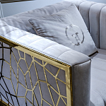 Кресло велюровое серое с фактурным каркасом золотистого цвета Best Traits варинант исполнения - 3 | Loft Concept в Краснодаре