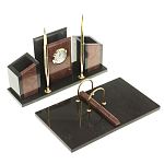 Настольный письменный набор из лемезита и змеевика с часами Royal Accessory варинант исполнения - 2 | Loft Concept в Краснодаре