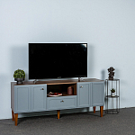 ТВ-тумба серая из массива бука с 2-мя дверками и ящиком Wenge Light варинант исполнения - 7 | Loft Concept в Краснодаре