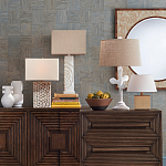 Настольная лампа с белым каркасом и тканевым абажуром Natural Stems варинант исполнения - 4 | Loft Concept в Краснодаре