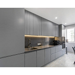 Прямой серый кухонный гарнитур с фрезерованным фасадом Idelle Kitchen Set варинант исполнения - 3 | Loft Concept в Краснодаре