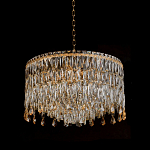 Люстра круглая с хрустальными подвесками на золотистом каркасе Roul Crystal Light варинант исполнения - 4 | Loft Concept в Краснодаре
