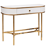 Консоль с ящиком белая с золотом Textured White Console with Gold варинант исполнения - 1 | Loft Concept в Краснодаре