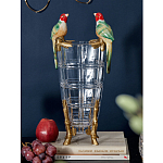 Ваза из прозрачного стекла с бронзовыми ножками и фигурками попугаев Eden Garden porcelain and bronze варинант исполнения - 1 | Loft Concept в Краснодаре