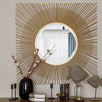 Зеркало-солнце круглое с золотыми лучам Sunrise варинант исполнения - 2 | Loft Concept в Краснодаре