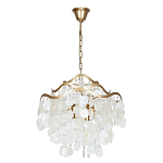 Люстра подвесная с белыми перламутровыми подвесками и изогнутыми золотистыми элементами Диаметр 50 см SHELL Chandelier варинант исполнения - 1 | Loft Concept в Краснодаре