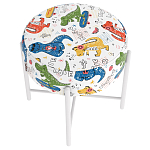 Пуф детский круглый с принтом на 4-х белых ножках Dinosaurs CHILDHOOD варинант исполнения - 3 | Loft Concept в Краснодаре