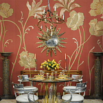 Обои с вышивкой ручной работы Deco Flowers Original colourway on wool sateen варинант исполнения - 1 | Loft Concept в Краснодаре