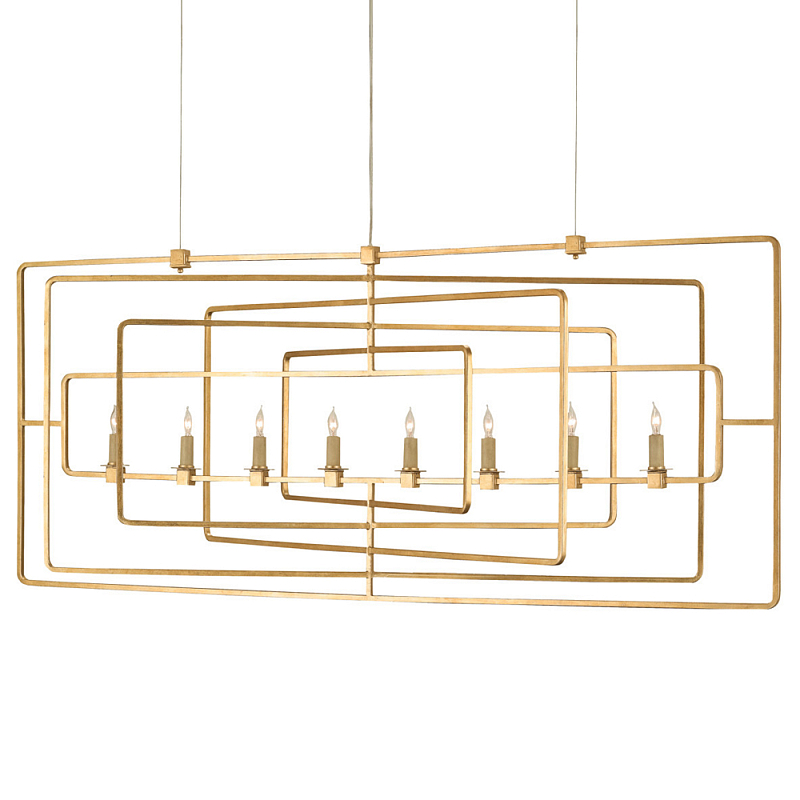 Люстра золотая из пересекающихся прямоугольных элементов Thin Intersecting Rectangles Золотой в Краснодаре | Loft Concept 