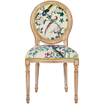 Стул из массива бука бежевый с изображением птиц и цветов Beige Green Chinoiserie Rose Garden Chair варинант исполнения - 1 | Loft Concept в Краснодаре