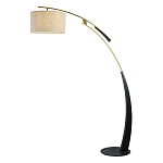 Торшер с изогнутой черной металлической ножкой и цилиндрическим абажуром из ткани Arched Metal Base  варинант исполнения - 1 | Loft Concept в Краснодаре