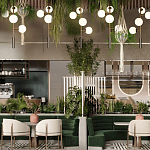 Люстра на штанге с 4-мя белыми шарообразными плафонами Bubble Chandelier варинант исполнения - 4 | Loft Concept в Краснодаре