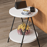Стол приставной с 2-мя круглыми белыми столешницами ESSEL SIDE TABLE WHITE варинант исполнения - 9 | Loft Concept в Краснодаре
