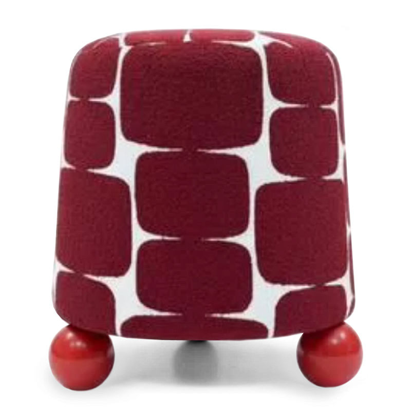 Пуф Wakonda с Красным онаментом и круглыми ножками Белый Красный в Краснодаре | Loft Concept 