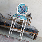 Барный стул из массива бука с изображением птиц и цветов Turquoise Beige Chinoiserie Garden Chair варинант исполнения - 8 | Loft Concept в Краснодаре