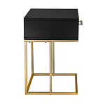 Приставной столик с резным узором на выдвижном ящике Black Table Carved Pattern варинант исполнения - 5 | Loft Concept в Краснодаре