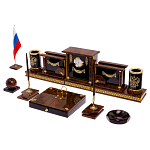 Настольный письменный набор с часами из природного камня обсидиана Royal Set варинант исполнения - 2 | Loft Concept в Краснодаре