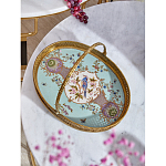 Блюдо овальное с ручкой и голубым фарфоровым дном с цветочным рисунком Blue Garden варинант исполнения - 2 | Loft Concept в Краснодаре