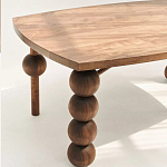 Обеденный стол деревянный с круглыми декоративными элементами на ножках Koko варинант исполнения - 4 | Loft Concept в Краснодаре