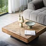 Дизайнерский журнальный стол квадратный с черным трапециевидным основанием Wokab варинант исполнения - 2 | Loft Concept в Краснодаре