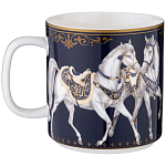 Кружка из фарфора синяя с изображением лошадей 400 мл Porcelain Horse Set варинант исполнения - 1 | Loft Concept в Краснодаре