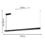 Подвесной светильник линейный вытянутой формы с черным матовым корпусом и золотистыми акцентами Line Pendant варинант исполнения - 1 | Loft Concept в Краснодаре