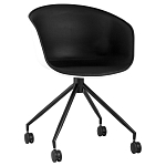 Офисное кресло из пластика с мягким сиденьем Eggshell Black варинант исполнения - 1 | Loft Concept в Краснодаре