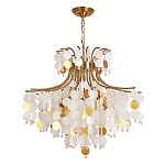 Люстра подвесная с белыми и золотыми круглыми подвесками Диаметр 70 см SHELL Chandelier варинант исполнения - 1 | Loft Concept в Краснодаре
