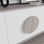 Комод бежево-белый с 4-мя дверцами c декором в виде бежевого круглого элемента на фасаде GORA CONSOLE 180CM LIGHT MOCHA варинант исполнения - 4 | Loft Concept в Краснодаре