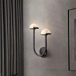 Бра с 2-мя мраморными плафонами на черном корпусе Light Warm Light варинант исполнения - 2 | Loft Concept в Краснодаре